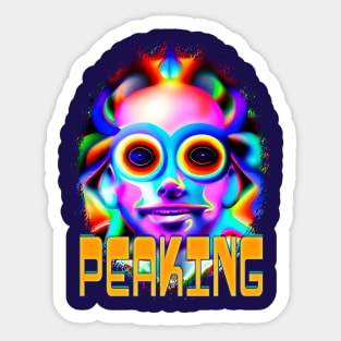 Peaking - Captioned (2)- Trippy Psychedelic Art Sticker